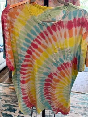 Primary Adult Tie-Dye Pocket Tee - Multi Bright Swirl XL